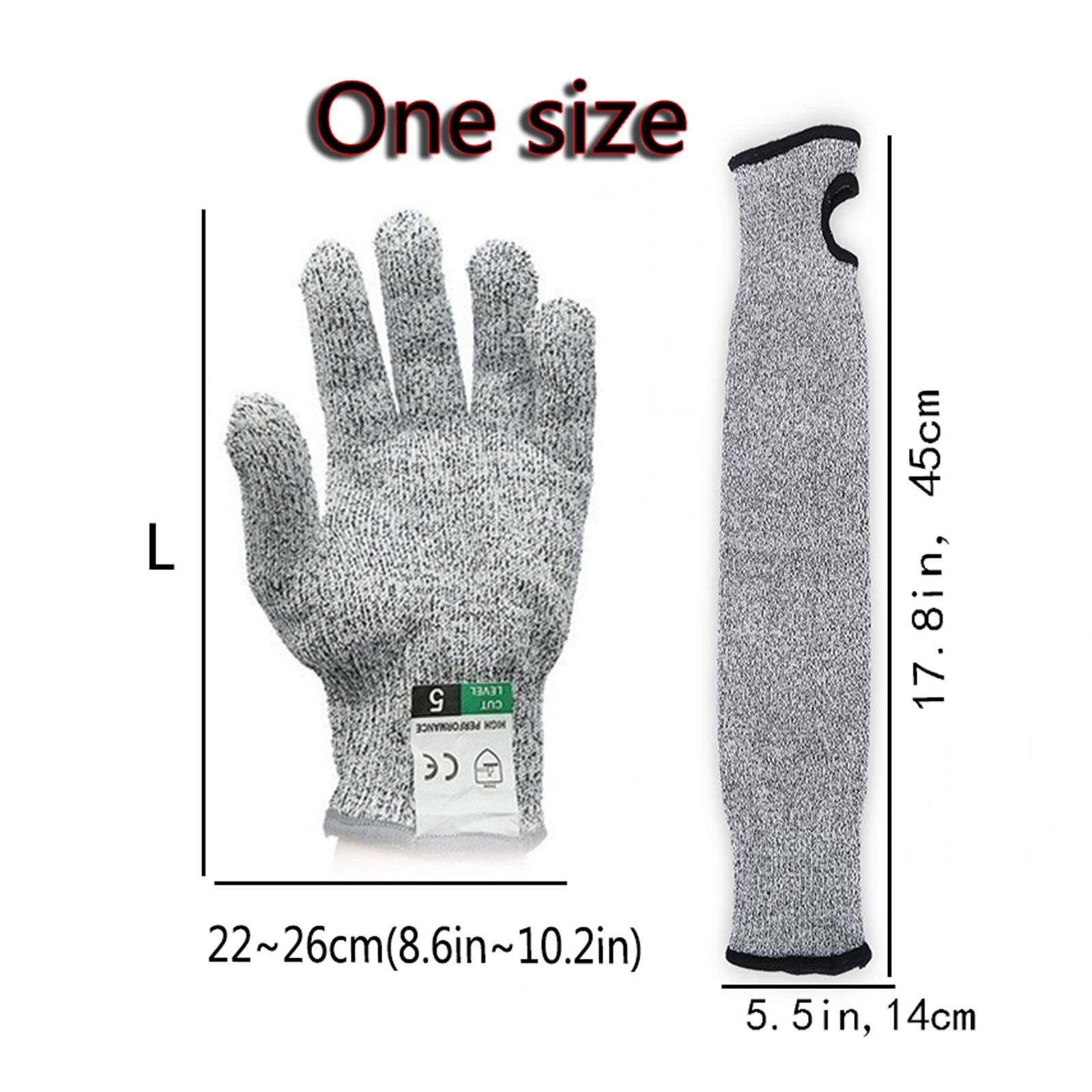 ANLONGLI Cut Resistant Sleeves Proof Gloves,18-Inch Cut Resistant Knit Sleeves grade 5 anti-cut Safety Glove,1 set Anti-cut arm cover for Kitchen Butcher Outdoor Work Protective Hands