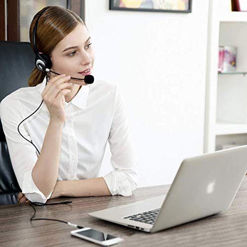 Laptop and Phone Headset with Microphone Combo USB and Audio Jack for Computer, PC, iPhone, Samsung, Zoom, Skype, Video Conference Calls, Lightweight Headphones with Mute Button