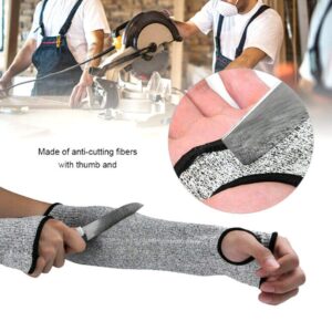 ANLONGLI Cut Resistant Sleeves Proof Gloves,18-Inch Cut Resistant Knit Sleeves grade 5 anti-cut Safety Glove,1 set Anti-cut arm cover for Kitchen Butcher Outdoor Work Protective Hands