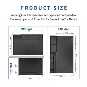 Htm-203 Black Magnetic Repair Work Mat Heat Resistant Large Silicone Soldering Mat Expand Work Area for Soldering, Electronics, Computer Repair Etc