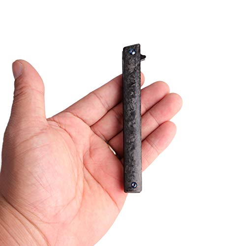 Samior GP035 Small Slim Folding Pocket Flipper EDC Knife, 3.5 inch M390 Black Tanto Blade, Lightweight Marble Carbon Fiber Handle Liner lock, Gentleman's EDC Knives, 1oz