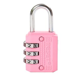 reset-071 3 digit small combination lock tiny padlock for mini locker box luggage suitcase backpack pink