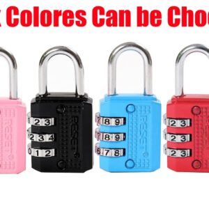 RESET-071 3 Digit Small Combination Lock Tiny Padlock for Mini Locker Box Luggage Suitcase Backpack Pink