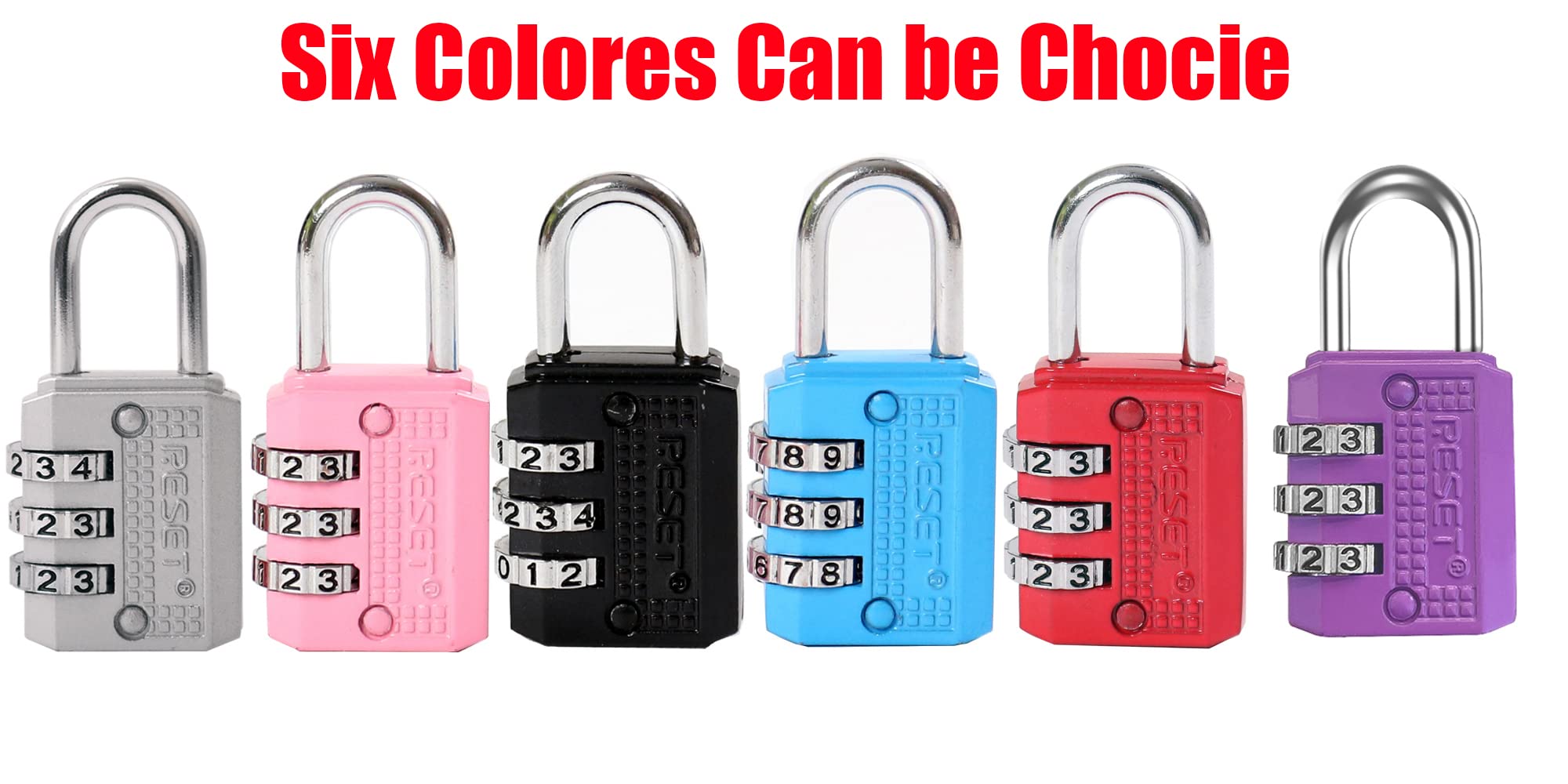 RESET-071 3 Digit Small Combination Lock Tiny Padlock for Mini Locker Box Luggage Suitcase Backpack Pink