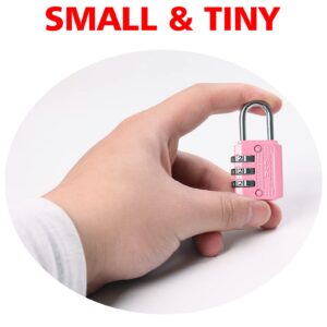 RESET-071 3 Digit Small Combination Lock Tiny Padlock for Mini Locker Box Luggage Suitcase Backpack Pink