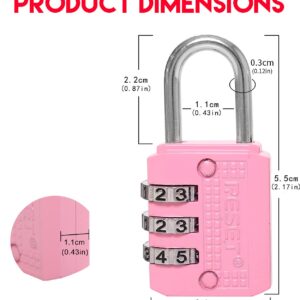 RESET-071 3 Digit Small Combination Lock Tiny Padlock for Mini Locker Box Luggage Suitcase Backpack Pink