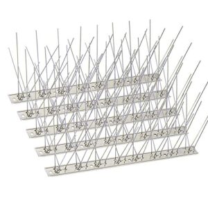 kky bird spikes stainless steel base, metal bird repellent nail fence kit, can be used to stop pigeons and other small birds, covering 10.8 feet (without pushpins) 10 packs.