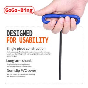 Oerfred GogoBing Cushion Grip Hex t handle torque T-Key allen wrench sets long screwdriver tool - 8 SAE Standard 3/32-1/4 Inch & 8 Metric 2.5-6 MM Sizes & 8 Torx T9-T40, Red&Blue&Green