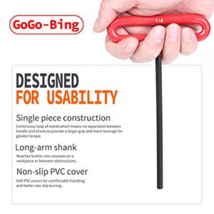 Oerfred GogoBing Cushion Grip Hex t handle torque T-Key allen wrench sets long screwdriver tool - 8 SAE Standard 3/32-1/4 Inch & 8 Metric 2.5-6 MM Sizes & 8 Torx T9-T40, Red&Blue&Green