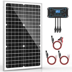 30w 12v solar panel kits- 12 volt 30 watt mono crystalline solar panel + intelligent 10a charge controller- perfect solar battery charger & maintainer for car, rv, boat, marine, trailer, gate opener