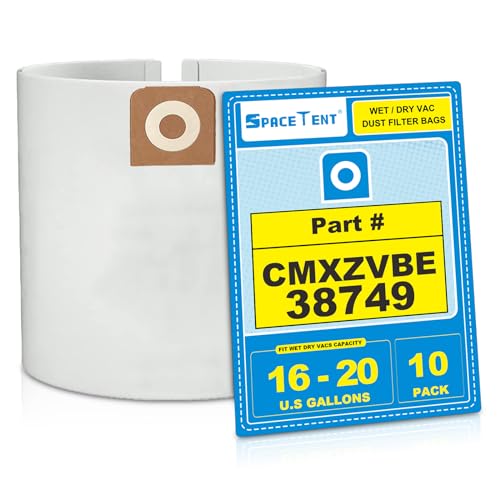 SpaceTent 10 Pack CMXZVBE38749 Shop Vac Bags for Craftsman 16 and 20 Gallon Wet/Dry Vacs, part # CMXZVBE38749 38749, General Purpose Vacuum Filter Bags