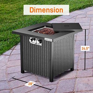 SereneLife SLFPS3.5 Fire Pit Table, Large, Black