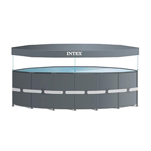 Intex Ultra XTR Frame 14' x 42" Round Above Ground Outdoor Swimming Pool Set with Sand Filter Pump, Ground Cloth, Ladder, and Pool Cover