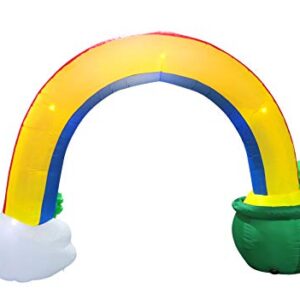 Joiedomi 14ft Long 10 FT Tall St Patrick Inflatable Rainbow Arch with LED Light Build-in Cauldron Pot of Gold Inflatable Yard Garden Decorations, Indoor and Outdoor Theme Party Decor, Lawn Decor