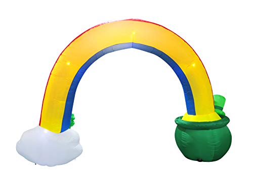 Joiedomi 14ft Long 10 FT Tall St Patrick Inflatable Rainbow Arch with LED Light Build-in Cauldron Pot of Gold Inflatable Yard Garden Decorations, Indoor and Outdoor Theme Party Decor, Lawn Decor