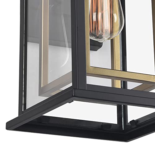 Design House 588707-BGD Hayward Modern Classic 1-Light Indoor/Outdoor Dimmable Wall Light with Open Bottom Black and Gold Frame, Black and GOL