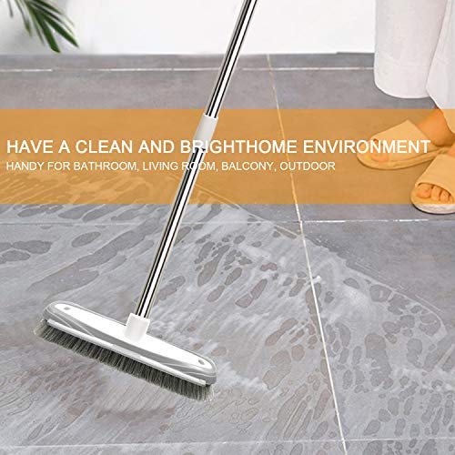 IZSOHHOME Push Broom,Tub Tile Broom Brush,Stiff Bristles Broom for Shower Cleaning, Patio, Kitchen,Grout and Garage,Indoor Outdoor Cleaning Brush,Adjustable Stainless Steel Long Handle-46.5"…