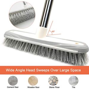 IZSOHHOME Push Broom,Tub Tile Broom Brush,Stiff Bristles Broom for Shower Cleaning, Patio, Kitchen,Grout and Garage,Indoor Outdoor Cleaning Brush,Adjustable Stainless Steel Long Handle-46.5"…