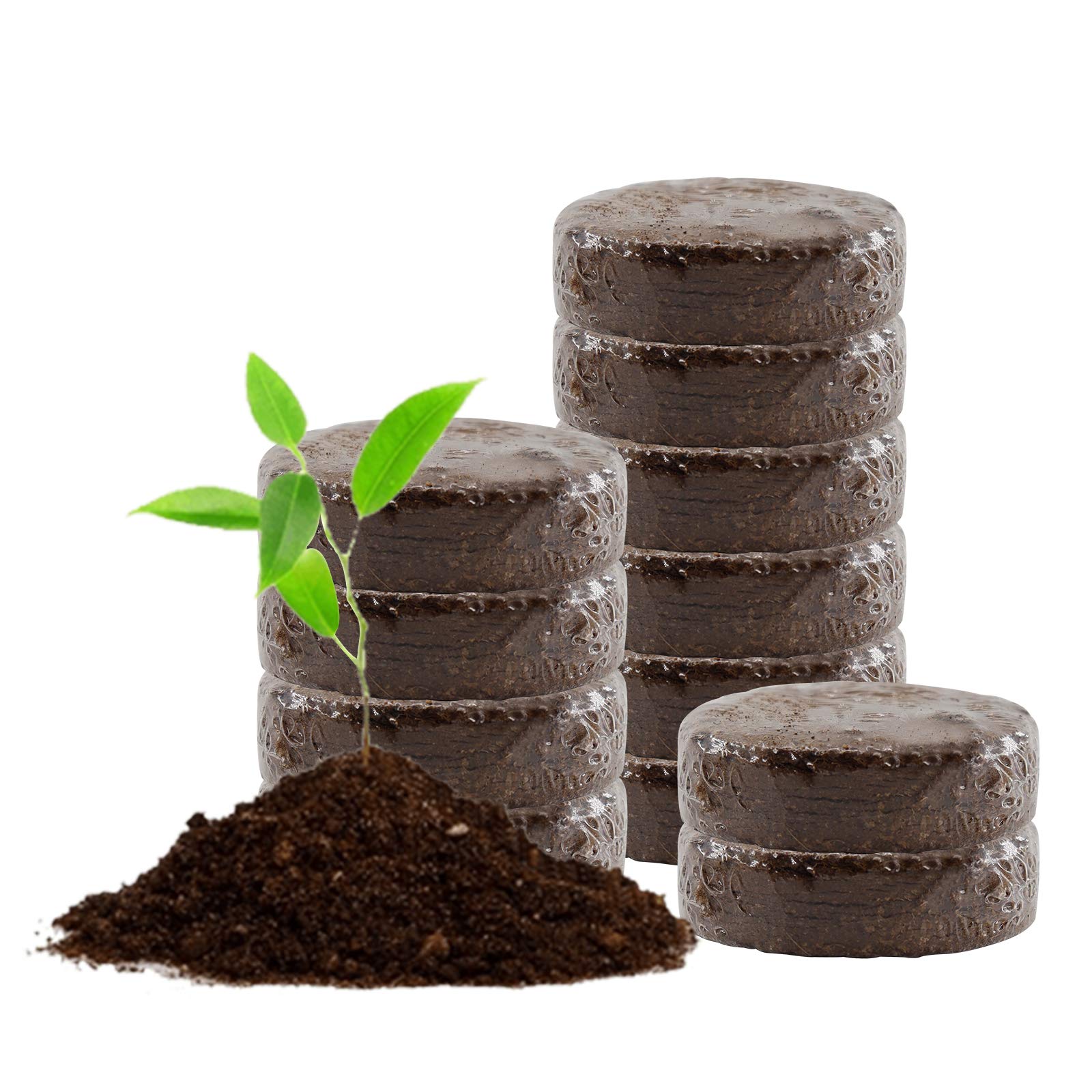 YBB 12 Pack Compressed Coco Coir Plant Pot Disc, 2 Inch Organic Coco Coir Potting Disc - Expands to Fit 3 Inch and 4 Inch Pots