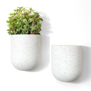 la jolie muse wall hanging planters for indoor plants，hanging flower pots for air plants succulent, set of 2, 6 inch, speckled white
