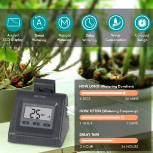 Automatic Watering System for Potted Plants, Micro DIY Self Drip Irrigation Kit with Programmable Water Pump Timer, Large Angled Display, Easy to Read, Ideal for Indoor Greenhouse Plants and Flowers