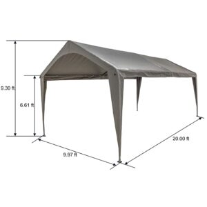 Sunnyglade 10x20 Feet Carport Replacement Top Canopy Cover with Fabric Pole Skirts and Accessories for Car Garage Shelter Tent, Dark Grey(Only Top Cover)