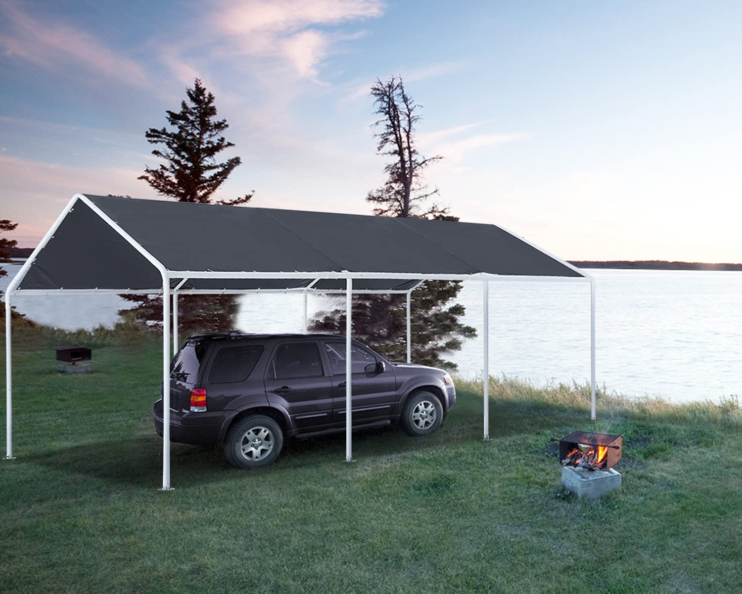 ABCCANOPY 10x20 FT Carport Garage Car Boat Shelter Party Tent, Gray