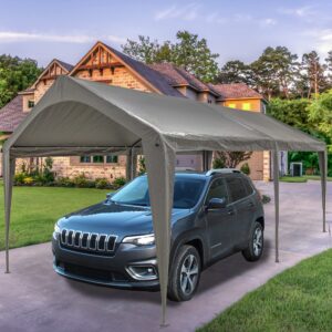 sunnyglade 10x20 ft heavy duty carport canopy outdoor portable garage tent boat shelter with 6 legs for outdoor party, wedding, birthday, garden, boat,dark grey