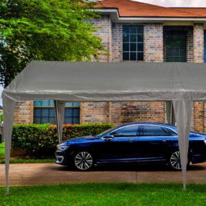 Sunnyglade 10x20 Ft Heavy Duty Carport Canopy Outdoor Portable Garage Tent Boat Shelter with 6 Legs for Outdoor Party, Wedding, Birthday, Garden, Boat,Dark Grey