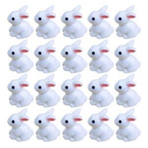 hemoton bunny rabbit miniature 20pcs micro landscape ornament white resin mushroom figure mushroom accessories