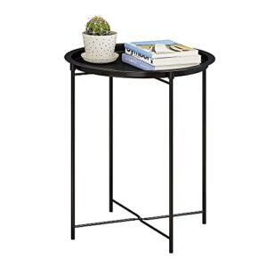 jeraol round side table set of 2 with storage, metal end table for living room bedroom and outdoor,easy to clean strong and durable iron sofa table for small space, easy assembly
