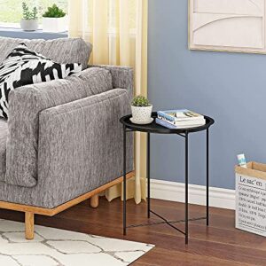 JERAOL Round Side Table Set of 2 with Storage, Metal End Table for Living Room Bedroom and Outdoor,Easy to Clean Strong and Durable Iron Sofa Table for Small Space, Easy Assembly