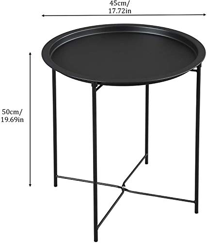 JERAOL Round Side Table Set of 2 with Storage, Metal End Table for Living Room Bedroom and Outdoor,Easy to Clean Strong and Durable Iron Sofa Table for Small Space, Easy Assembly