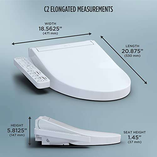 TOTO SW3074#01 WASHLET C2 Electronic Bidet Toilet Seat with PREMIST and EWATER+ Wand Cleaning, Elongated, Cotton White
