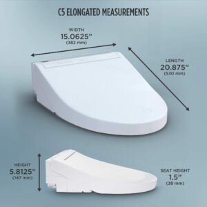 TOTO SW3084#01 WASHLET C5 Electronic Bidet Toilet Seat with PREMIST and EWATER+ Wand Cleaning, Elongated, Cotton White