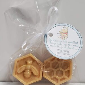 Honeycomb & Bee Baby Shower Party Favors First Birthday What will it Bee 10 - Personalized Tags Soaps Gender Reveal