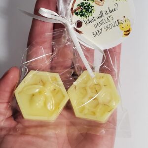 Honeycomb & Bee Baby Shower Party Favors First Birthday What will it Bee 10 - Personalized Tags Soaps Gender Reveal