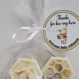 Honeycomb & Bee Baby Shower Party Favors First Birthday What will it Bee 10 - Personalized Tags Soaps Gender Reveal