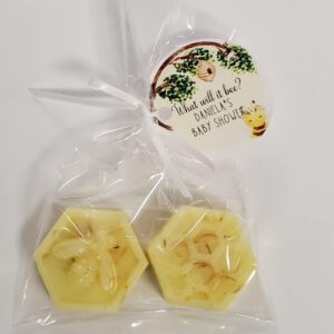 Honeycomb & Bee Baby Shower Party Favors First Birthday What will it Bee 10 - Personalized Tags Soaps Gender Reveal