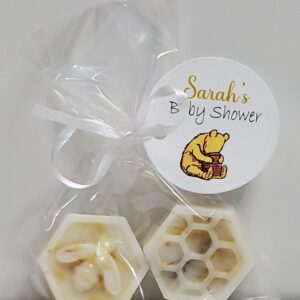 Honeycomb & Bee Baby Shower Party Favors First Birthday What will it Bee 10 - Personalized Tags Soaps Gender Reveal