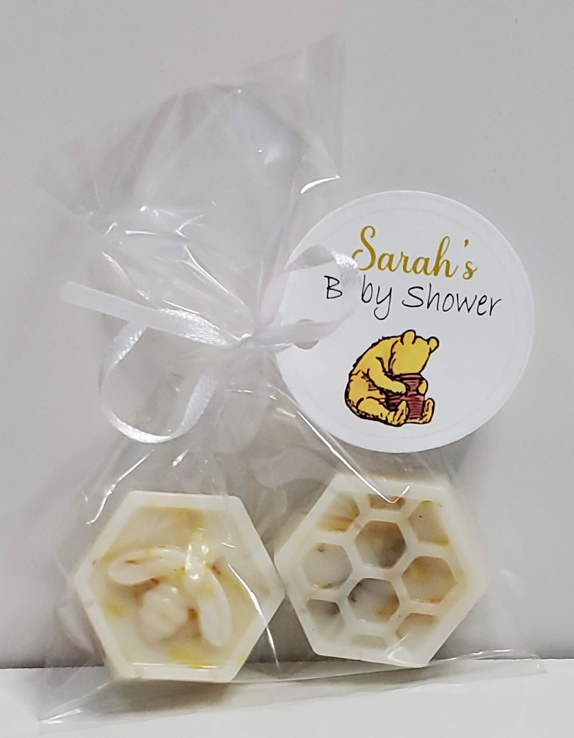 Honeycomb & Bee Baby Shower Party Favors First Birthday What will it Bee 10 - Personalized Tags Soaps Gender Reveal