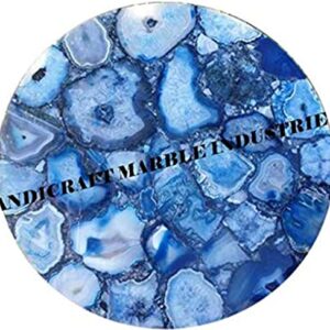 Blue Agate Stone Round 30" x 30" Inch Coffee & Centre Table Top, Blue Agate Stone Round Dining & Breakfast Table Top, Blue Agate Stone Round Conference & Meeting Room Table Top, Piece Of Conversation