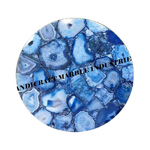 Blue Agate Stone Round 30" x 30" Inch Coffee & Centre Table Top, Blue Agate Stone Round Dining & Breakfast Table Top, Blue Agate Stone Round Conference & Meeting Room Table Top, Piece Of Conversation