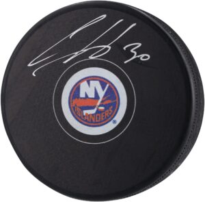ilya sorokin new york islanders autographed hockey puck - autographed nhl pucks
