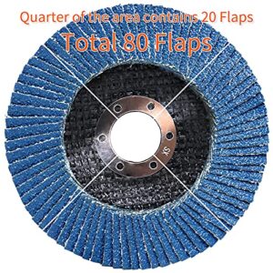 T29 Flap Disc 4 1/2 x 7/8 inch, 40 Grit High Density (80 Flaps) Long Lasting 4 1/2 Sanding Disc Grinding Wheels for Angle Grinder -10 Pack
