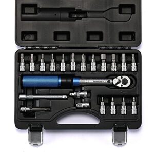 casoman 1/4-inch drive click torque wrench set, dual-direction adjustable, 72-tooth, torque wrench with buckle (20-200in.lb/ 2.26-22.6nm)