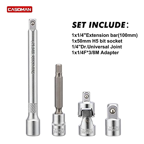 CASOMAN 1/4-inch Drive Click Torque Wrench Set, Dual-Direction Adjustable, 72-Tooth, Torque Wrench with Buckle (20-200IN.LB/ 2.26-22.6Nm)