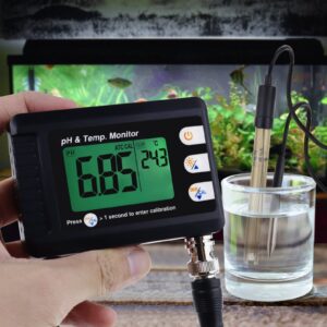 pH Monitor Digital pH Meter&Temperature Meter Water Quality Tester with ATC and Automatic Calibration Function, pH Tester for hydroponics, Aquarium, Pools, etc.