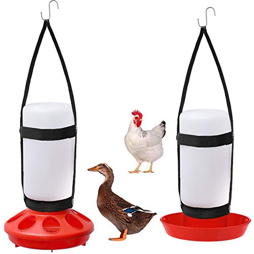 2 Packs Chick Feeder and Waterer Kit 1L Chick Feeder and 1L Chick Waterer Chicken Feeder and Hanging Chicken Waterer for Poultry Farm Chick Water Food Feeder