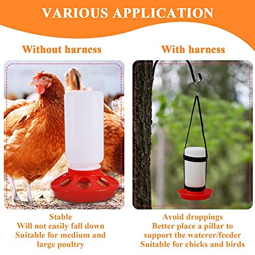 2 Packs Chick Feeder and Waterer Kit 1L Chick Feeder and 1L Chick Waterer Chicken Feeder and Hanging Chicken Waterer for Poultry Farm Chick Water Food Feeder